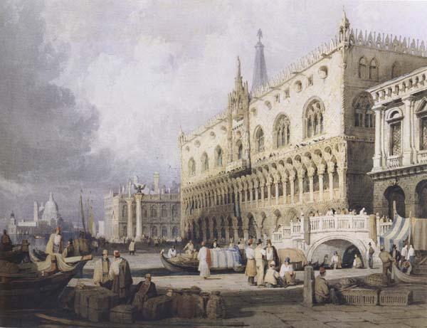 Samuel Prout The Doge s Palace and the Grand Canal,Venice (mk47) Sweden oil painting art